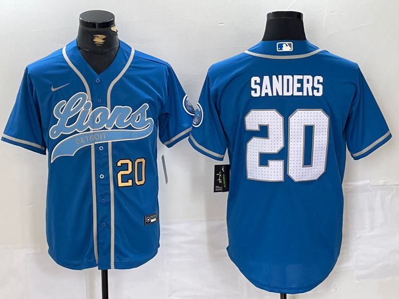 Men Detroit Lions #20 Sanders Blue Joint Name 2024 Nike Limited NFL Jersey style 2->detroit lions->NFL Jersey